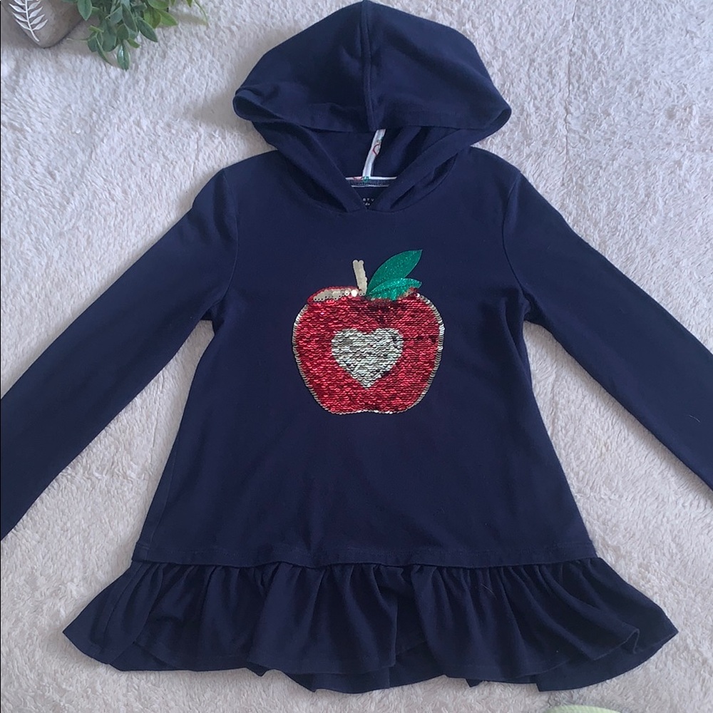 Max Studio 7/8 Navy Blue Sequin Apple Top EUC Hoodie